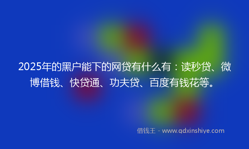 2025年的黑户能下的网贷有什么有：读秒贷、微博借钱、快贷通、功夫贷、百度有钱花等。