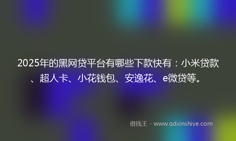 2025年的黑网贷平台有哪些下款快有：小米贷款、超人卡、小花钱包、安逸花、e微贷等。