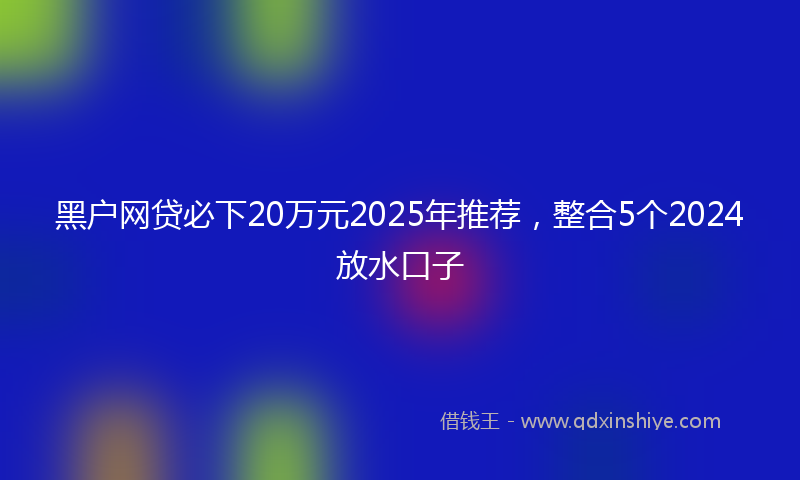 黑户网贷必下20万元2025年推荐，整合5个2024放水口子