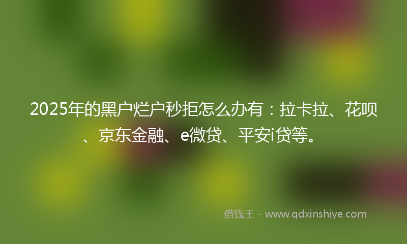 2025年的黑户烂户秒拒怎么办有：拉卡拉、花呗、京东金融、e微贷、平安i贷等。