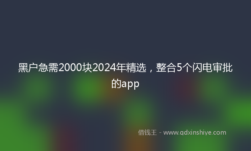 黑户急需2000块2024年精选，整合5个闪电审批的app