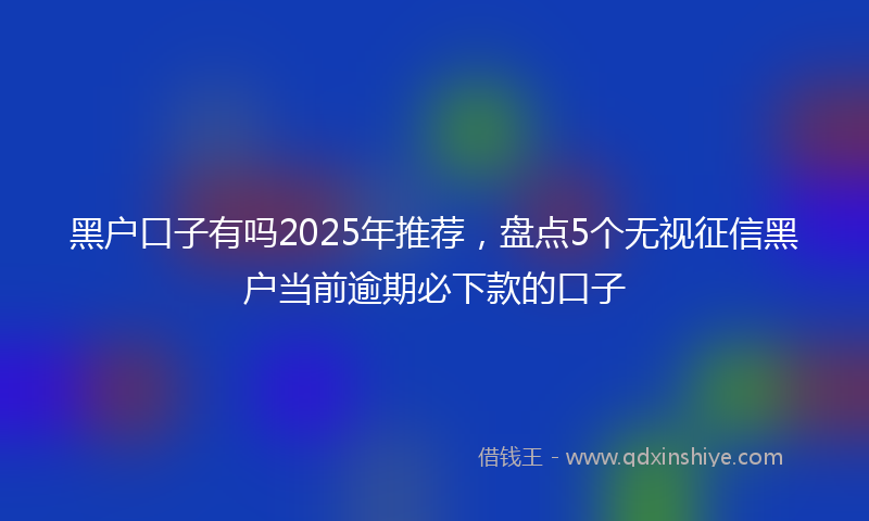 黑户口子有吗2025年推荐，盘点5个无视征信黑户当前逾期必下款的口子
