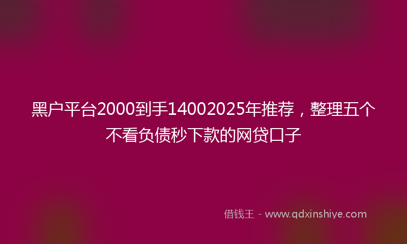 黑户平台2000到手14002025年推荐，整理五个不看负债秒下款的网贷口子