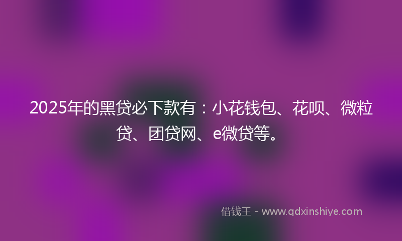 2025年的黑贷必下款有：小花钱包、花呗、微粒贷、团贷网、e微贷等。