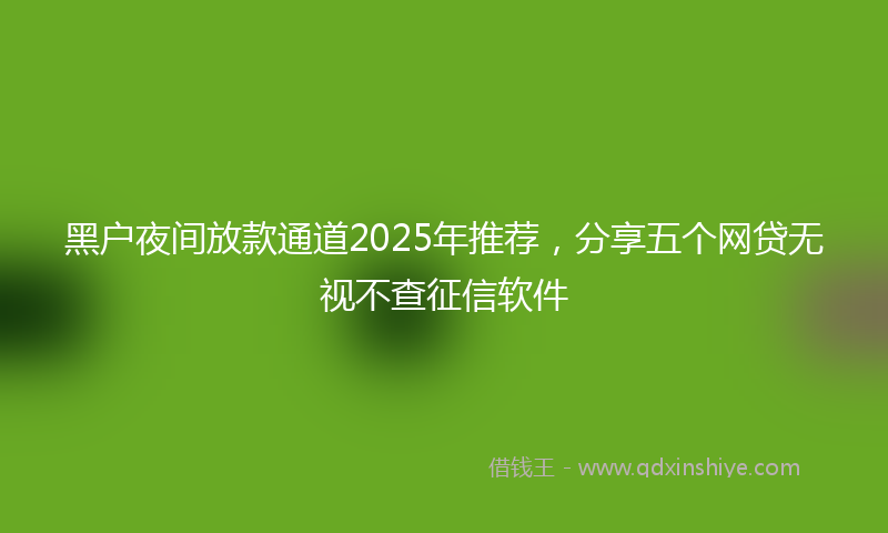黑户夜间放款通道2025年推荐，分享五个网贷无视不查征信软件