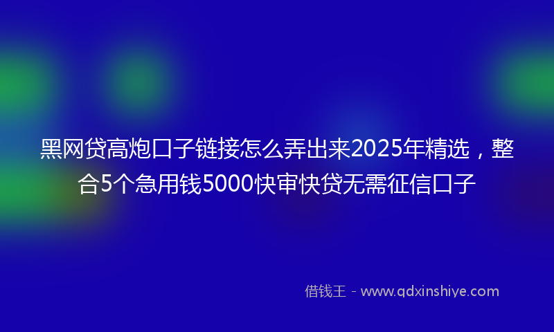 黑网贷高炮口子链接怎么弄出来2025年精选，整合5个急用钱5000快审快贷无需征信口子