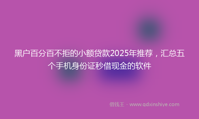 黑户百分百不拒的小额贷款2025年推荐，汇总五个手机身份证秒借现金的软件