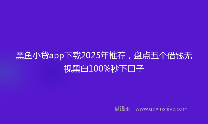 黑鱼小贷app下载2025年推荐，盘点五个借钱无视黑白100%秒下口子
