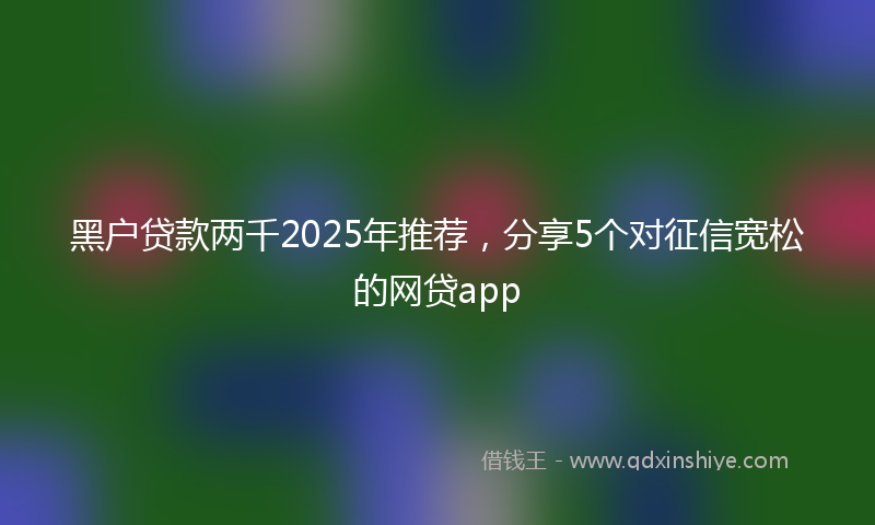 黑户贷款两千2025年推荐，分享5个对征信宽松的网贷app
