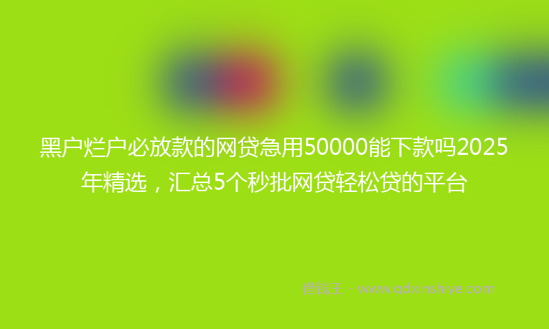 黑户烂户必放款的网贷急用50000能下款吗2025年精选，汇总5个秒批网贷轻松贷的平台