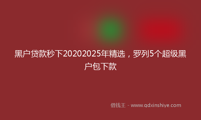 黑户贷款秒下20202025年精选，罗列5个超级黑户包下款