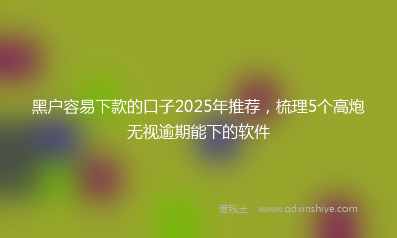 黑户容易下款的口子2025年推荐，梳理5个高炮无视逾期能下的软件