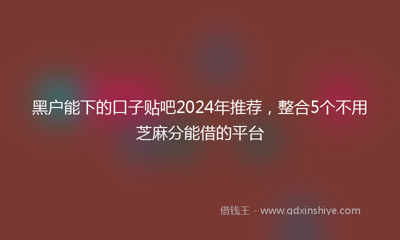 黑户能下的口子贴吧2024年推荐，整合5个不用芝麻分能借的平台