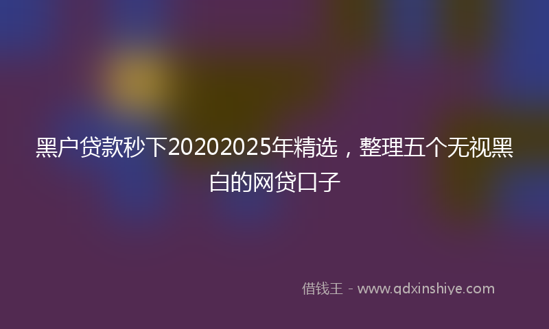 黑户贷款秒下20202025年精选，整理五个无视黑白的网贷口子