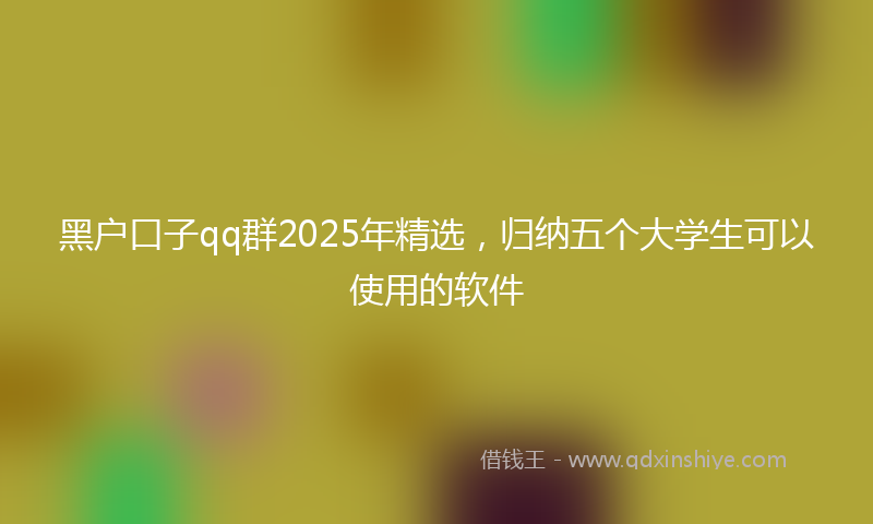 黑户口子qq群2025年精选，归纳五个大学生可以使用的软件