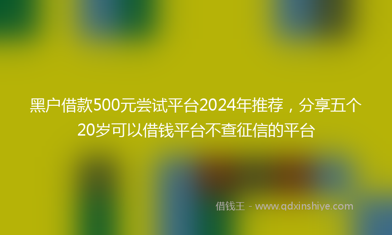 黑户借款500元尝试平台2024年推荐，分享五个20岁可以借钱平台不查征信的平台