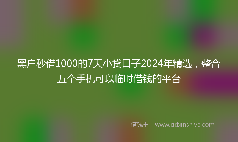 黑户秒借1000的7天小贷口子2024年精选，整合五个手机可以临时借钱的平台