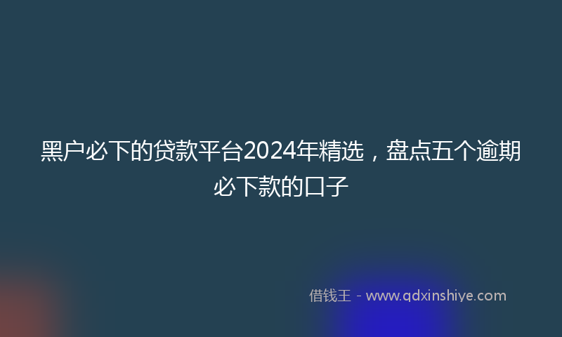 黑户必下的贷款平台2024年精选，盘点五个逾期必下款的口子