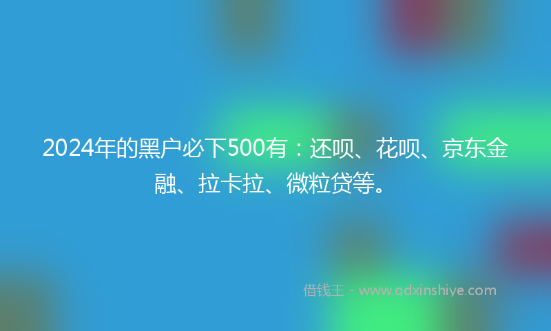 2024年的黑户必下500有：还呗、花呗、京东金融、拉卡拉、微粒贷等。
