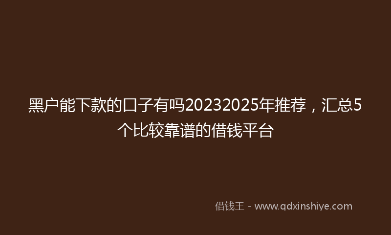 黑户能下款的口子有吗20232025年推荐，汇总5个比较靠谱的借钱平台