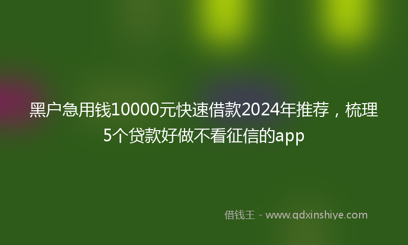 黑户急用钱10000元快速借款2024年推荐，梳理5个贷款好做不看征信的app