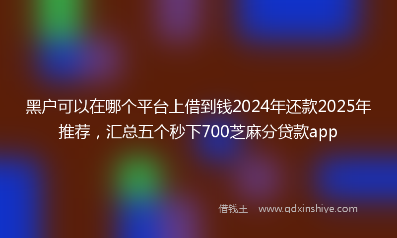 黑户可以在哪个平台上借到钱2024年还款2025年推荐，汇总五个秒下700芝麻分贷款app