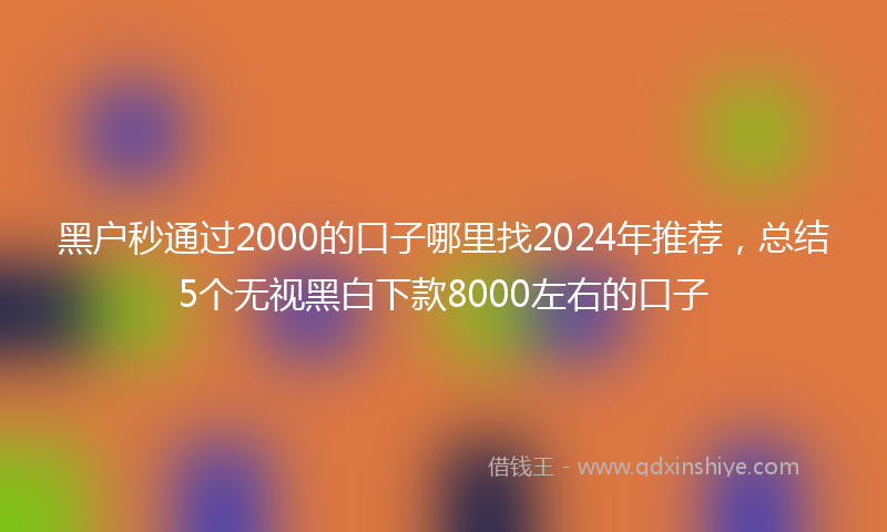 黑户秒通过2000的口子哪里找2024年推荐，总结5个无视黑白下款8000左右的口子