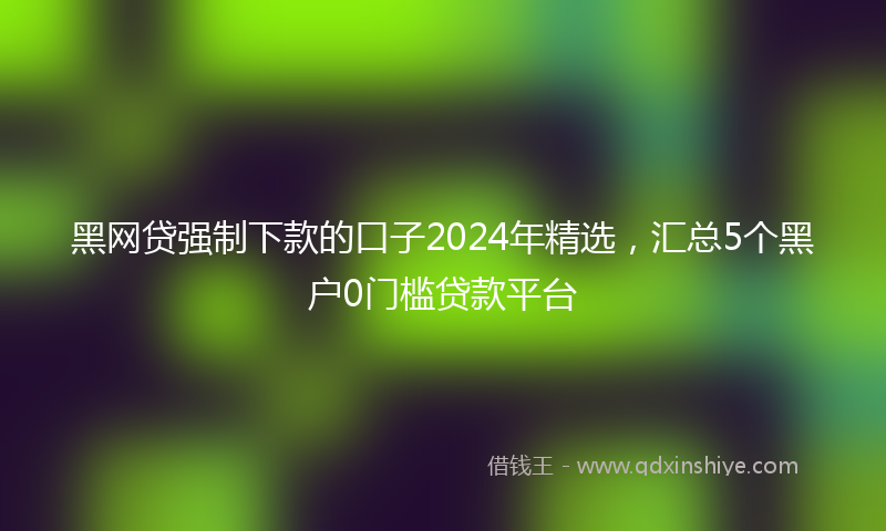 黑网贷强制下款的口子2024年精选，汇总5个黑户0门槛贷款平台