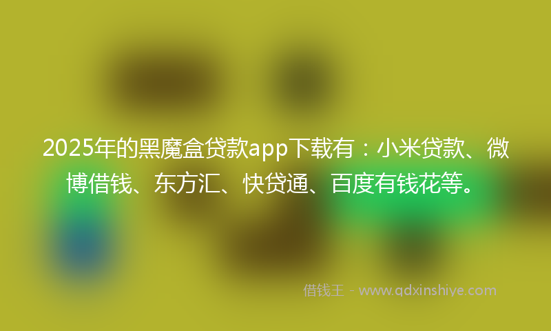 2025年的黑魔盒贷款app下载有：小米贷款、微博借钱、东方汇、快贷通、百度有钱花等。