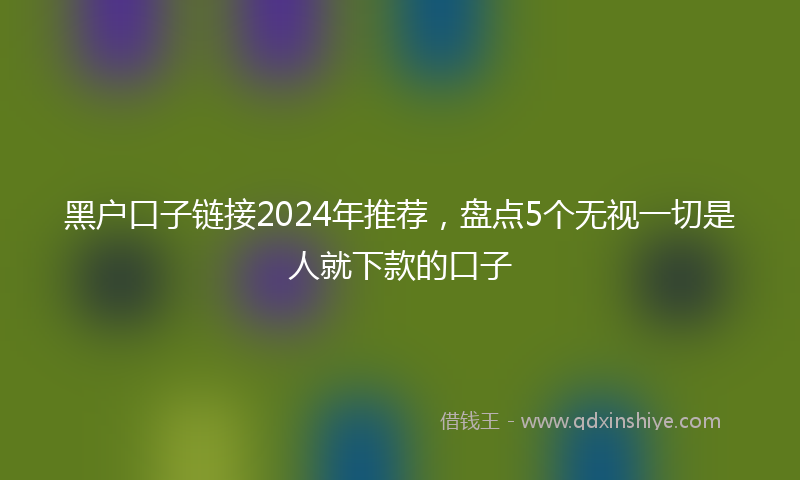 黑户口子链接2024年推荐，盘点5个无视一切是人就下款的口子