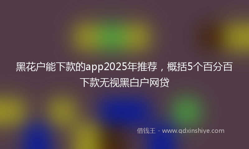 黑花户能下款的app2025年推荐，概括5个百分百下款无视黑白户网贷