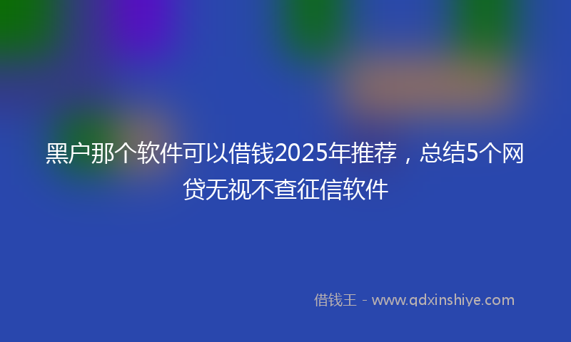 黑户那个软件可以借钱2025年推荐，总结5个网贷无视不查征信软件