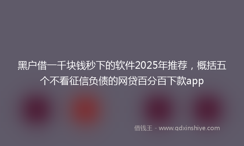 黑户借一千块钱秒下的软件2025年推荐，概括五个不看征信负债的网贷百分百下款app