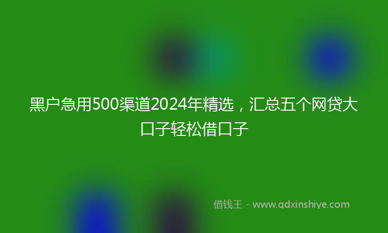 黑户急用500渠道2024年精选，汇总五个网贷大口子轻松借口子
