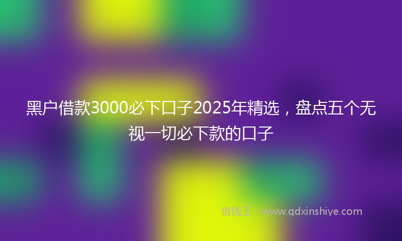 黑户借款3000必下口子2025年精选，盘点五个无视一切必下款的口子