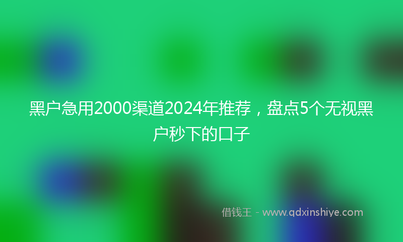 黑户急用2000渠道2024年推荐，盘点5个无视黑户秒下的口子