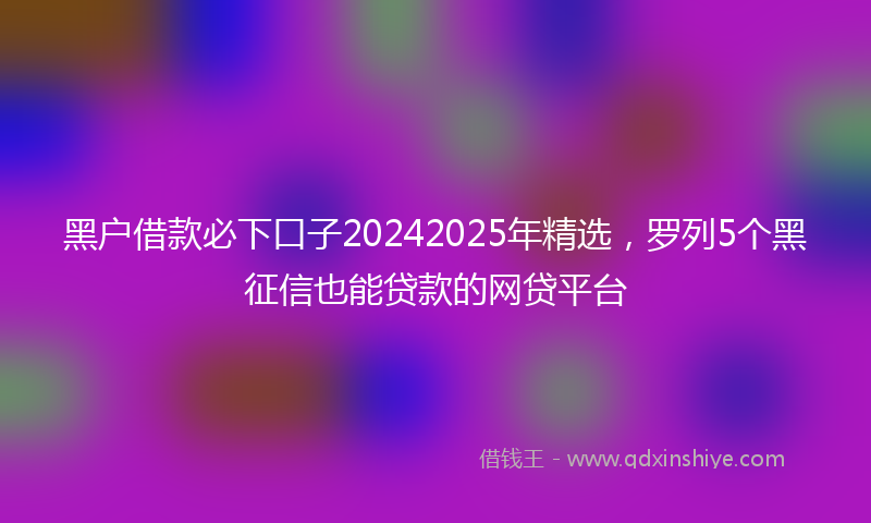 黑户借款必下口子20242025年精选，罗列5个黑征信也能贷款的网贷平台
