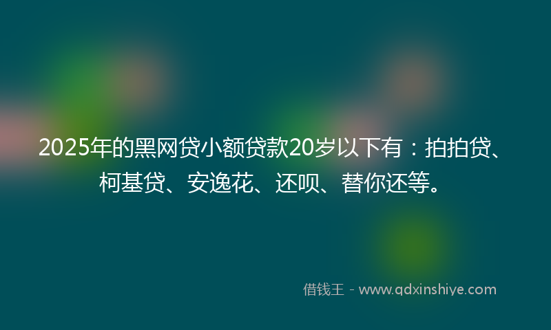 2025年的黑网贷小额贷款20岁以下有：拍拍贷、柯基贷、安逸花、还呗、替你还等。