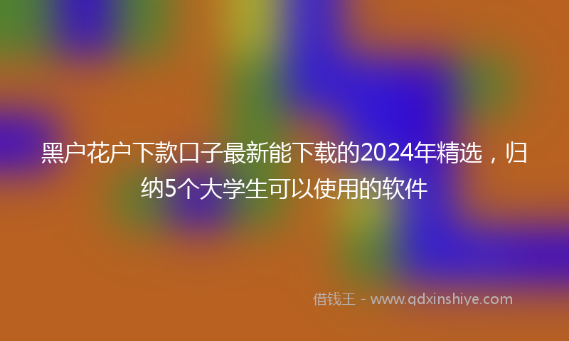 黑户花户下款口子最新能下载的2024年精选，归纳5个大学生可以使用的软件