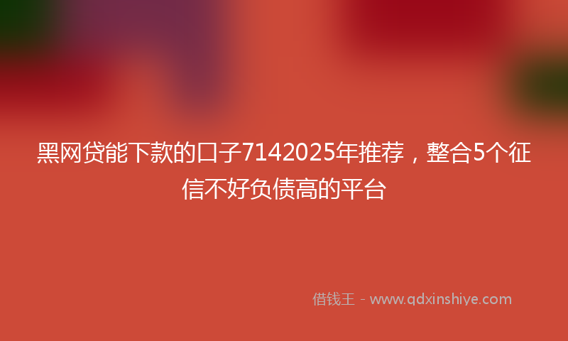 黑网贷能下款的口子7142025年推荐，整合5个征信不好负债高的平台