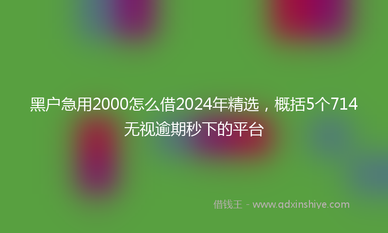 黑户急用2000怎么借2024年精选，概括5个714无视逾期秒下的平台