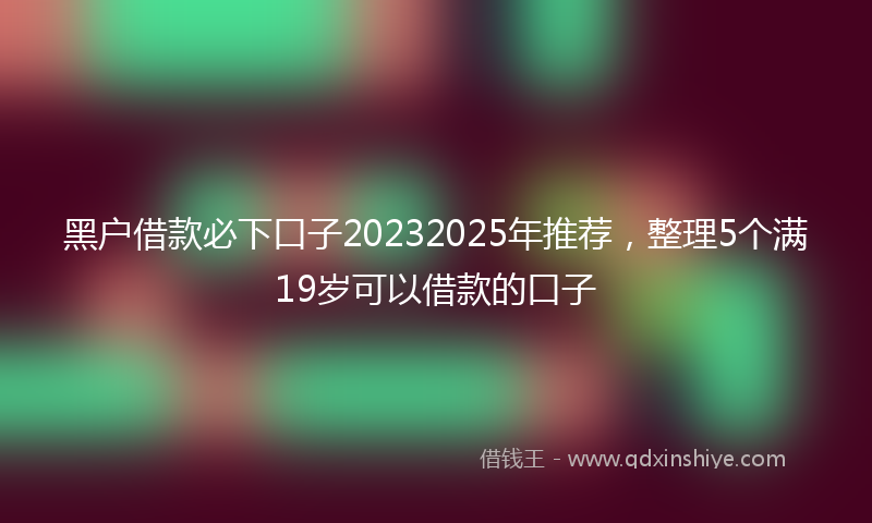 黑户借款必下口子20232025年推荐，整理5个满19岁可以借款的口子
