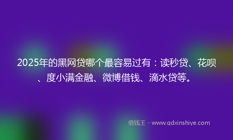 2025年的黑网贷哪个最容易过有：读秒贷、花呗、度小满金融、微博借钱、滴水贷等。