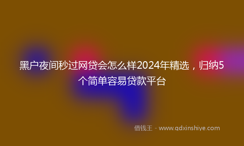黑户夜间秒过网贷会怎么样2024年精选，归纳5个简单容易贷款平台