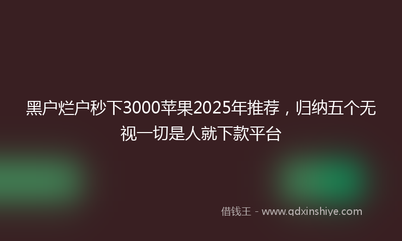 黑户烂户秒下3000苹果2025年推荐，归纳五个无视一切是人就下款平台