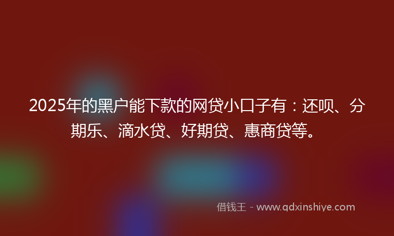 2025年的黑户能下款的网贷小口子有：还呗、分期乐、滴水贷、好期贷、惠商贷等。