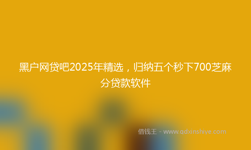 黑户网贷吧2025年精选，归纳五个秒下700芝麻分贷款软件