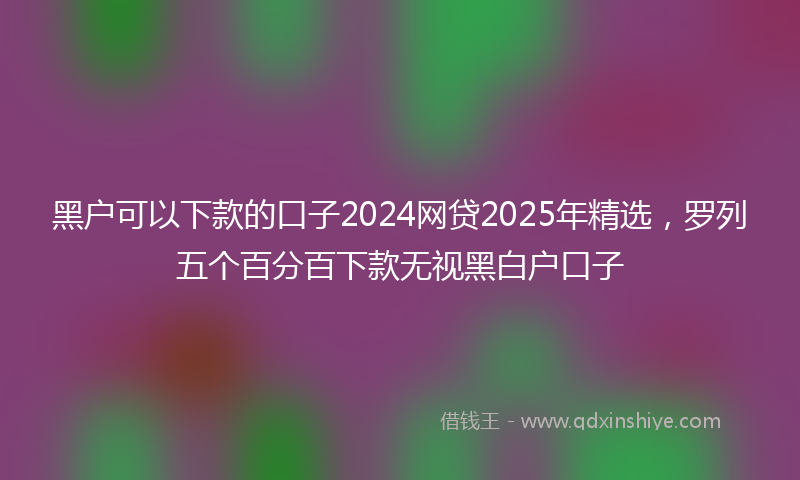 黑户可以下款的口子2024网贷2025年精选，罗列五个百分百下款无视黑白户口子