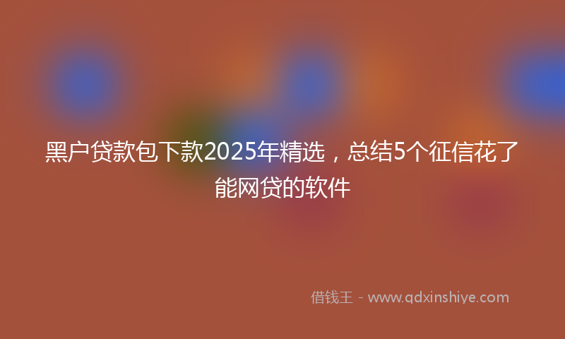 黑户贷款包下款2025年精选，总结5个征信花了能网贷的软件