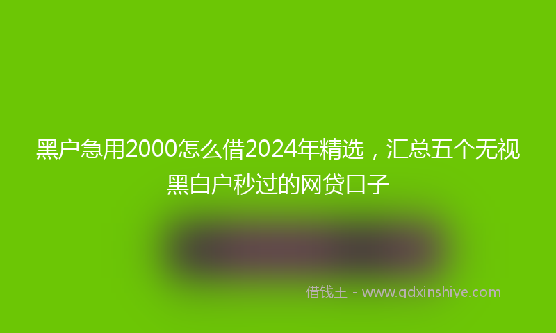 黑户急用2000怎么借2024年精选，汇总五个无视黑白户秒过的网贷口子